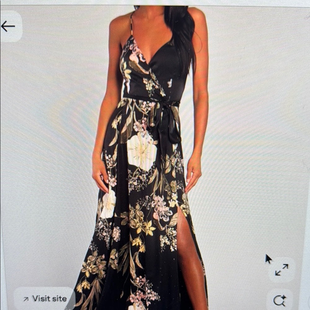 Floral Wrap Maxi Dress in Black
